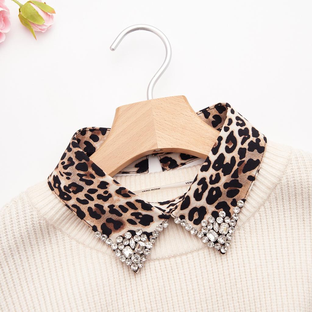 Leopard Rhinestone Decorative Women's Removable Detachable Collar Crystal Fashion Collar Polyester Knit Hand Wash