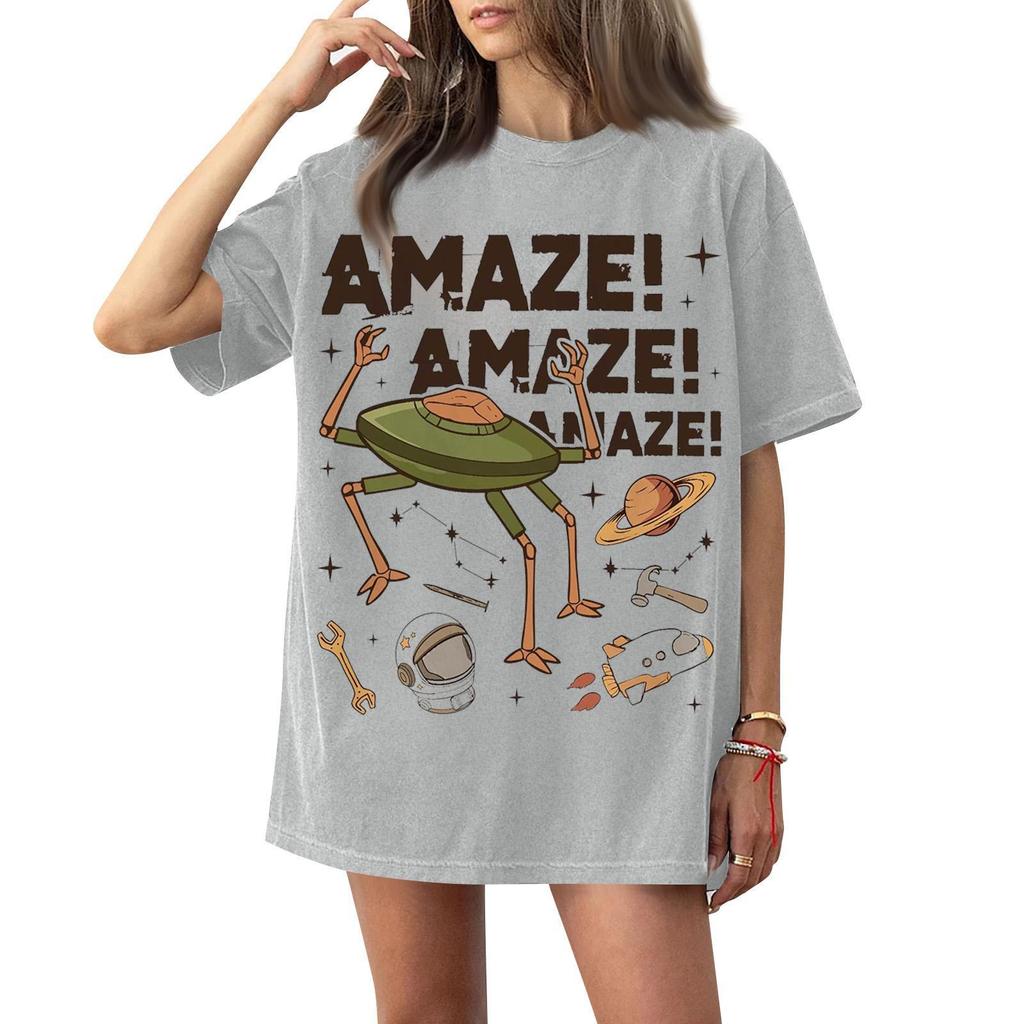 Women's round-neck casual printed short-sleeved T-shirt top