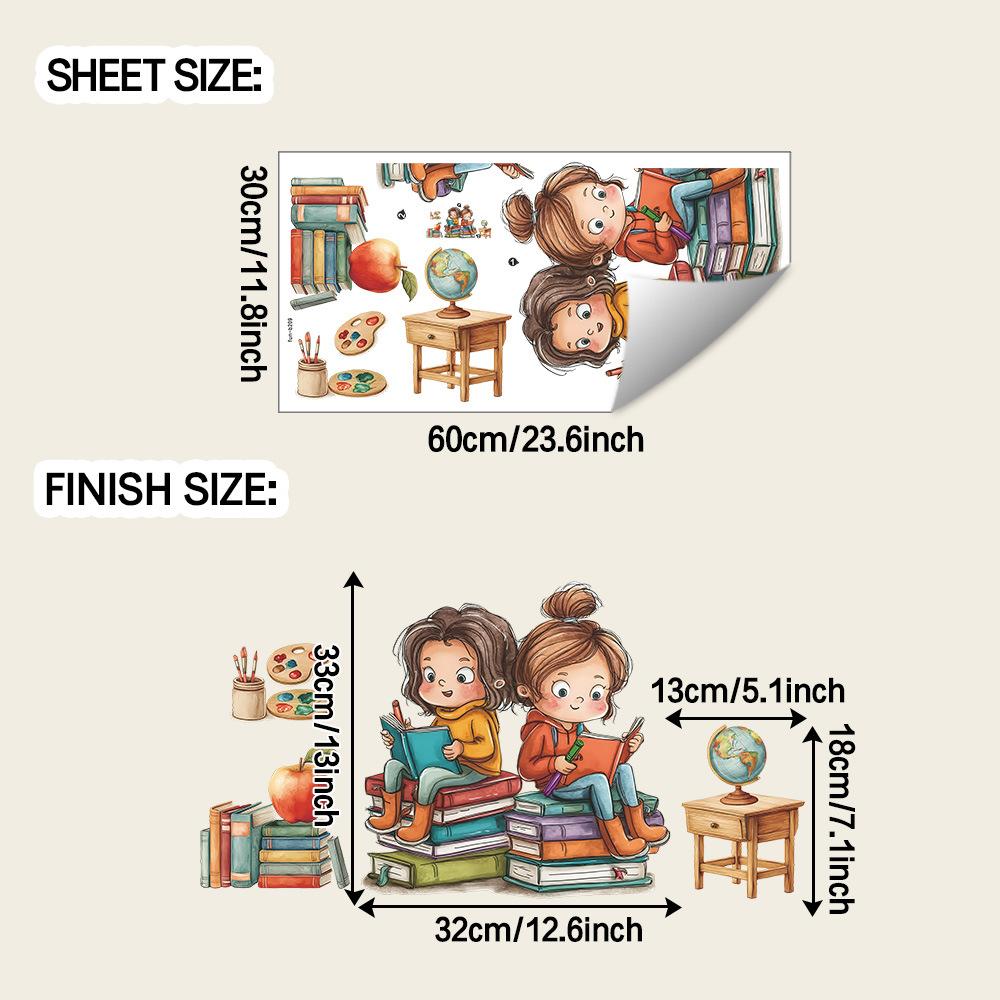 

Мультяшная читающая девочка Спальня Гостиная Кабинет Украшение дома Наклейки на стену