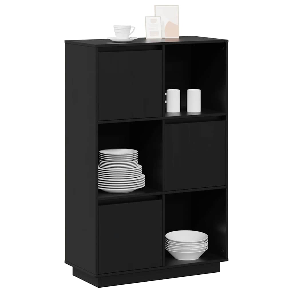 Vidaxl Szafka, Czarna, 74X35X117 Cm, Lite Drewno Sosnowe