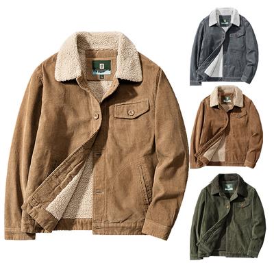 New Winter Men's Lapel Plus Size Corduroy Plus Velvet Jacket Winter Tooling Trend Jacket Ins