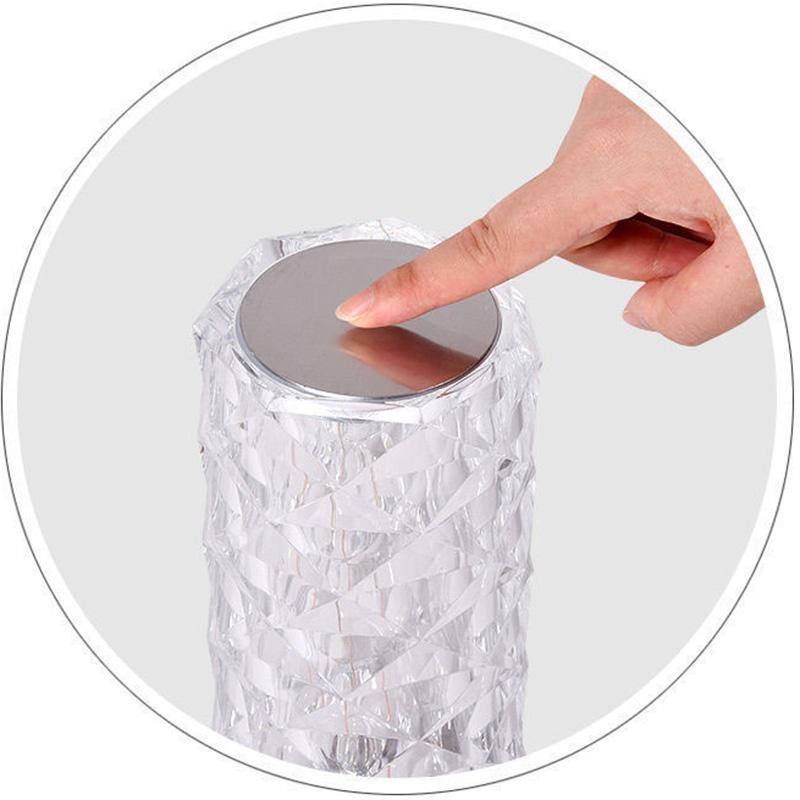 Modern Glass Crystal Table Lamp LED Rose Lights Indoor Lighting for Bedside Table LED Touch Control Night Light LED Desk Lamp