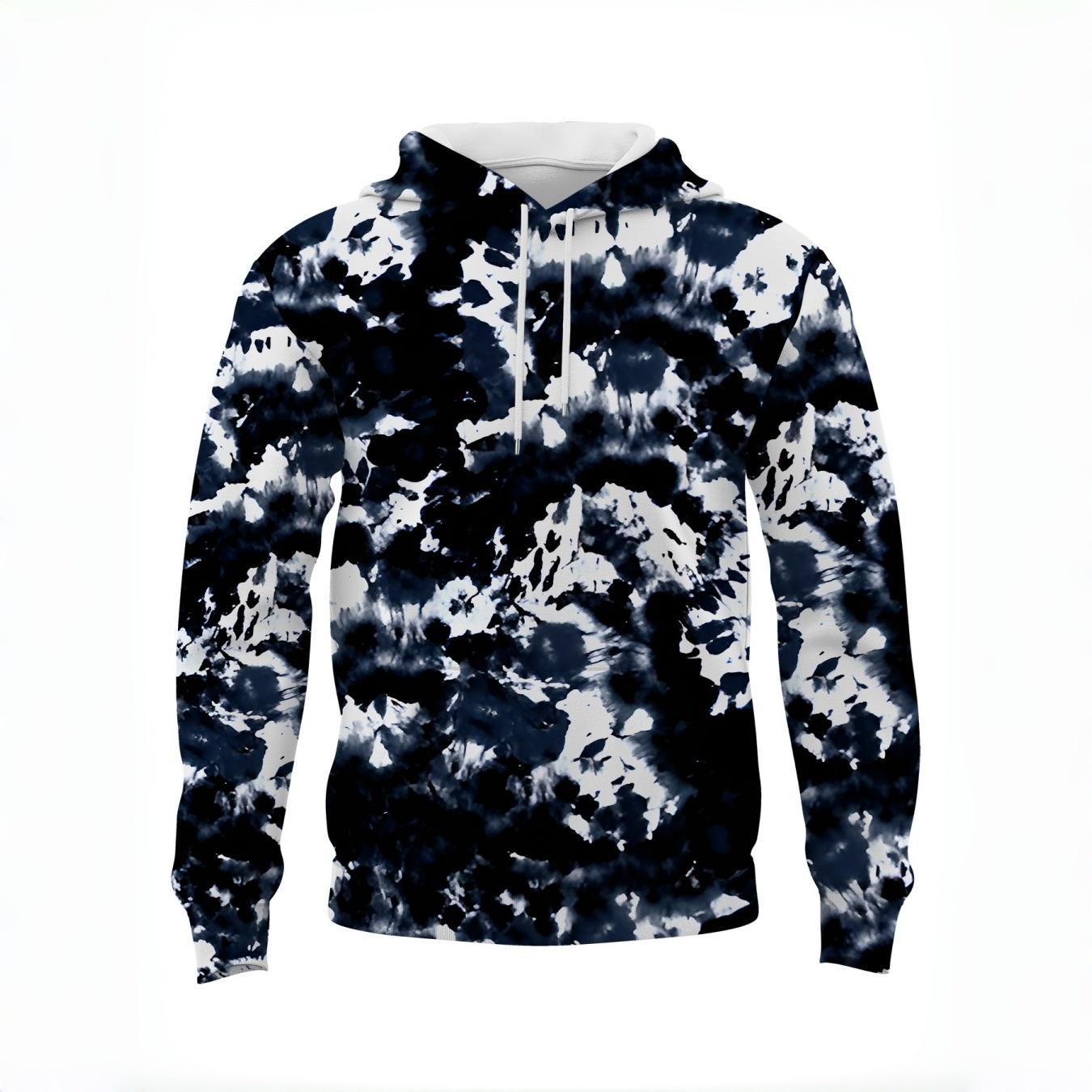 

Мужская толстовка с капюшоном тай-дай, абстрактный принт синего и белого цветов, повседневная куртка с капюшоном, удобная смесь хлопка, уличный стиль, одежда для осени и зимы 3XL синий