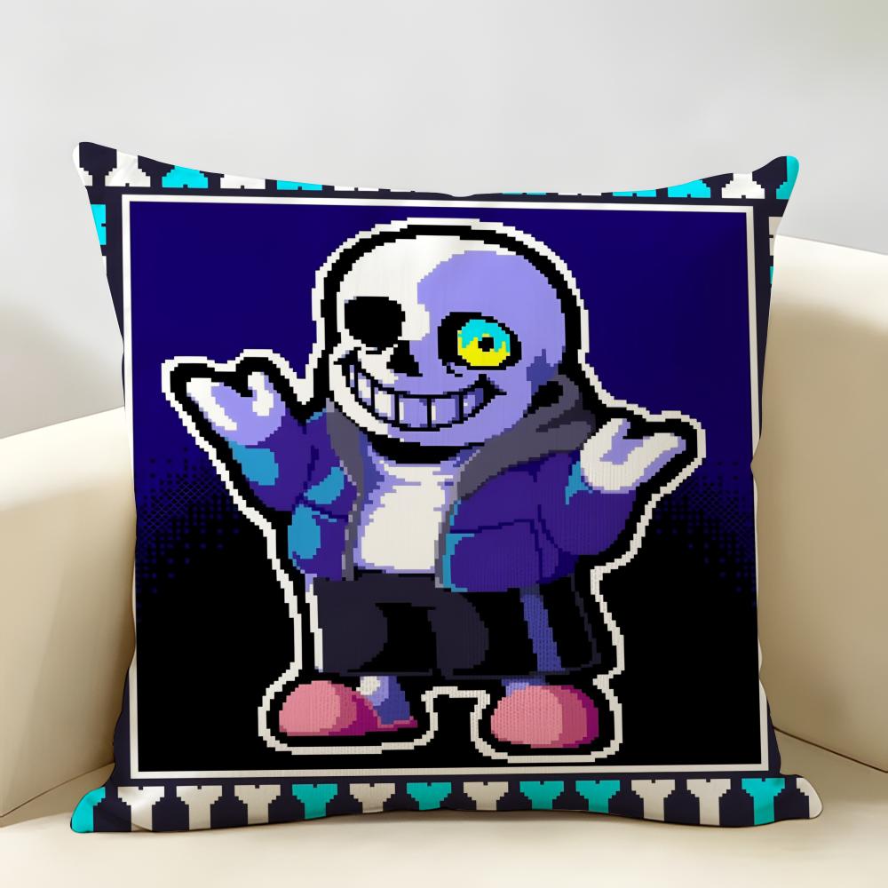 SSans Undertale Anime Cushion Cover Natural Linen Organic Fabric DoubleSided Printing Room Sofa Decor Pillow Case