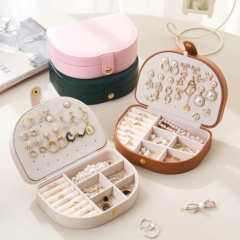 

Rings Necklace Jewelry Packing Bag PU Leather Jewelry Display Box Earrings Storage Case Vacation рожевий