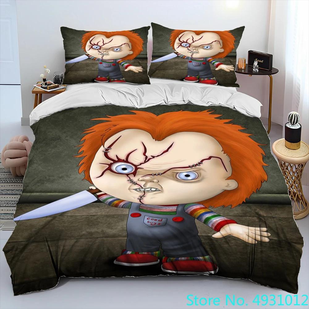 Horror Movie Character Chucky Saw Comforter Bedding Set,Duvet Cover Bed Set Quilt Cover Pillowcase,King Queen Size Bedding Set