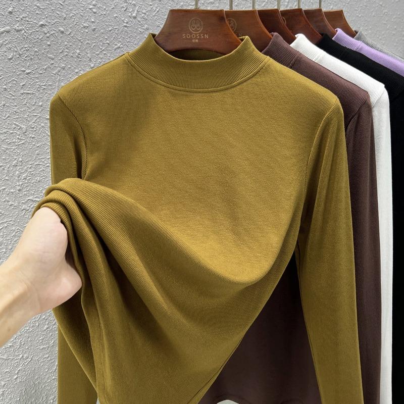 Small Stand-up Collar Bottoming Shirt Women's Inner Top Spring and Autumn New Basic Versatile Slim-fitting Long-sleeved T-shirt Women