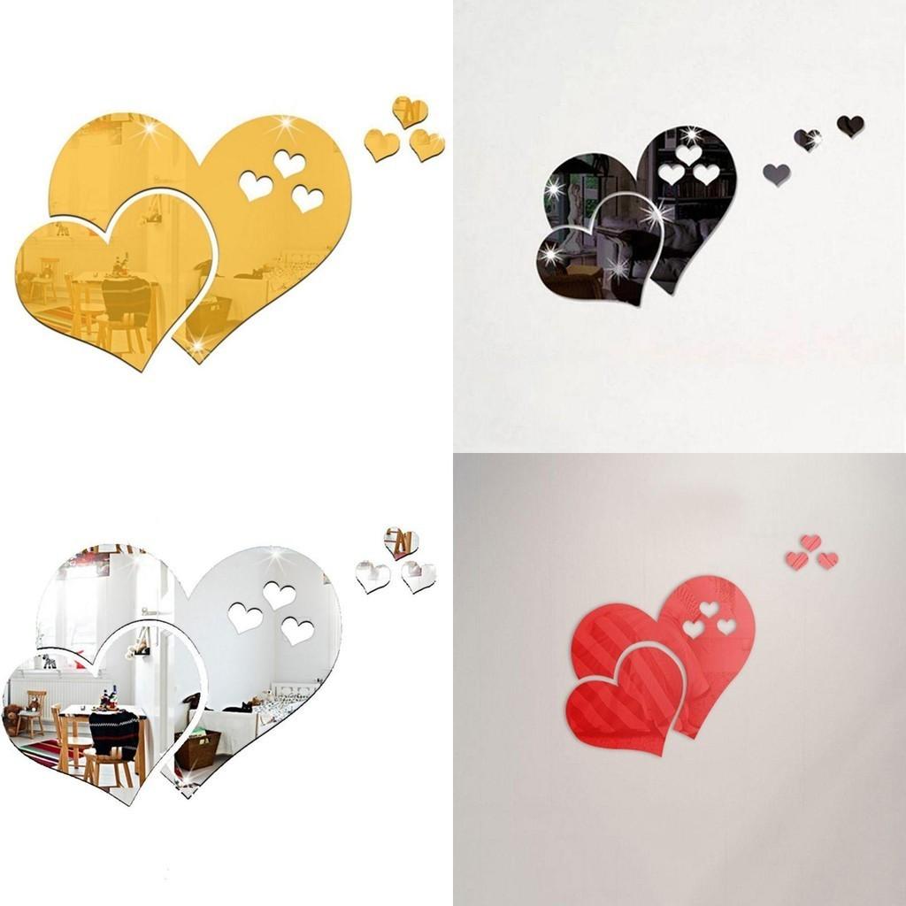 Stunning 3d Love Heart Mirror Wall Stickers Decal For Elegant Room Decoration