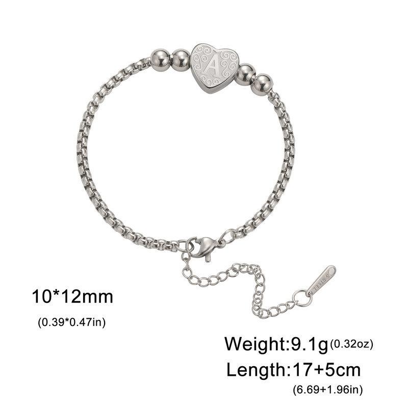 Classic Titanium Steel Heart Letter Bracelet For Women Students Fashion Simple Decorative Chain Jewelry Accessory