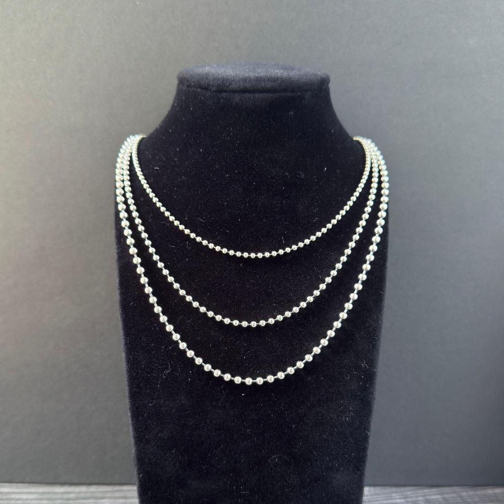 Women's S925 Sterling Silver Bead Chain Necklace - Light Luxury Sweater Chain for Autumn/Winter
