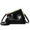 Metal clip bag women's  autumn new European and American retro fashion glossy shoulder crossbody triangle bag