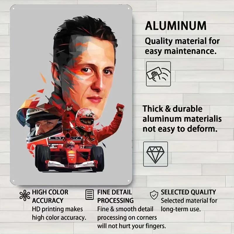 Michael Schumacher Metalowy Znak Plakaty Wyścigowe Dekoracja Dekoracja Ścienna Dekoracja Pokoju Dziennego Mężczyzna Vintage Elementy Dekoracyjne do Domu Mural Artystyczny