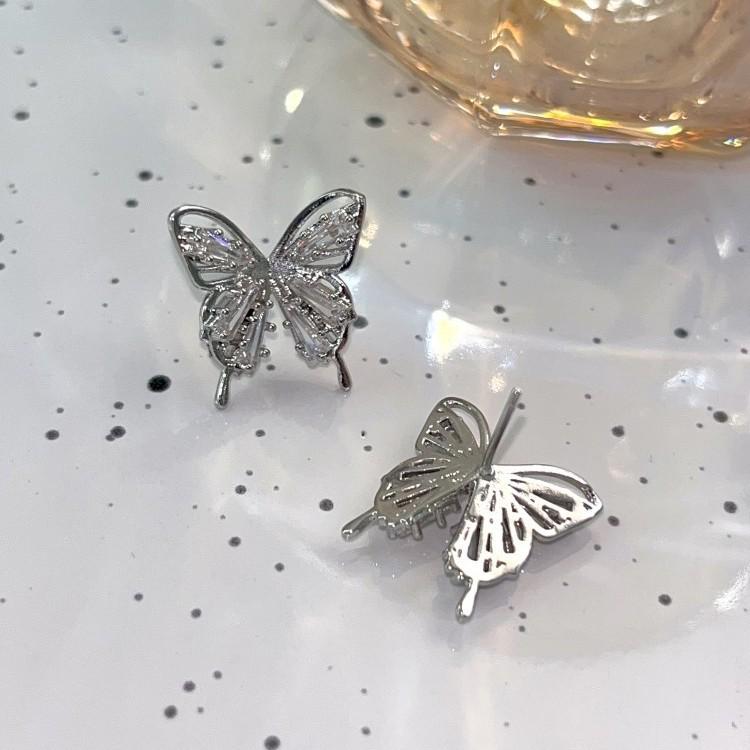 Elegant Butterfly Zirconia Diamond Earrings with S925 Sterling Silver Needles – Sweet & Chic Fairy Style