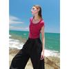 Sancai Women's 2025 Summer Slim-Fit Short Sleeve Knit Pullover Top