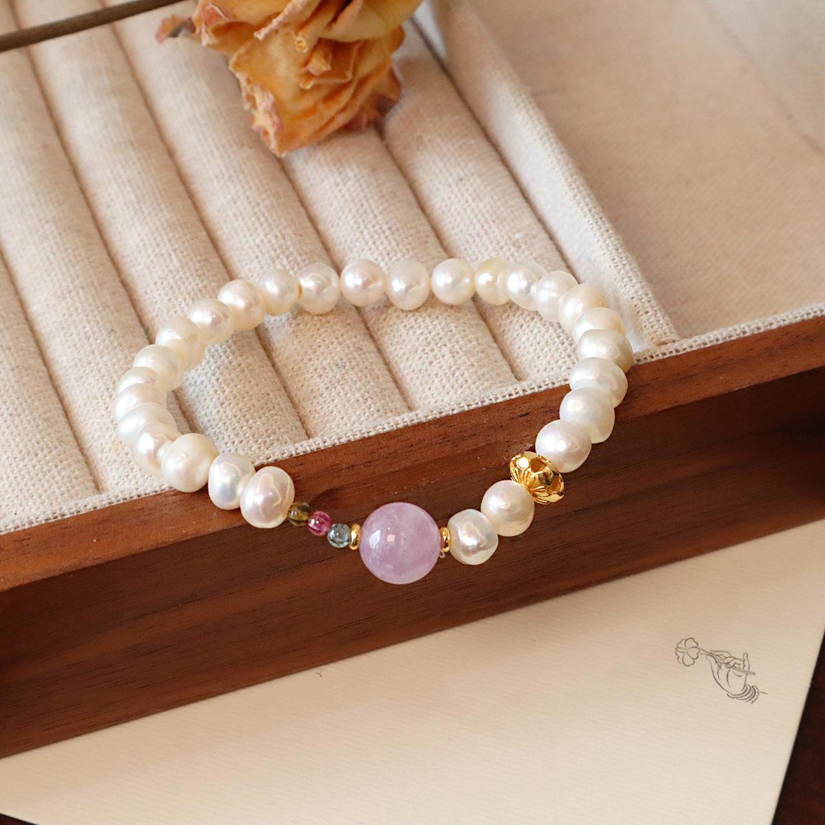 Natural Pearl Bracelet Female Strawberry Crystal Bangles Women Fashion Jewelry Accessories Gift