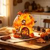 Herbst Hausdekoration Leuchtende Harz Kürbis Haus Figur, Halloween Hütte Nachtlicht, Dekorative Fensterdekoration Ernte Tischdeko Lampe für