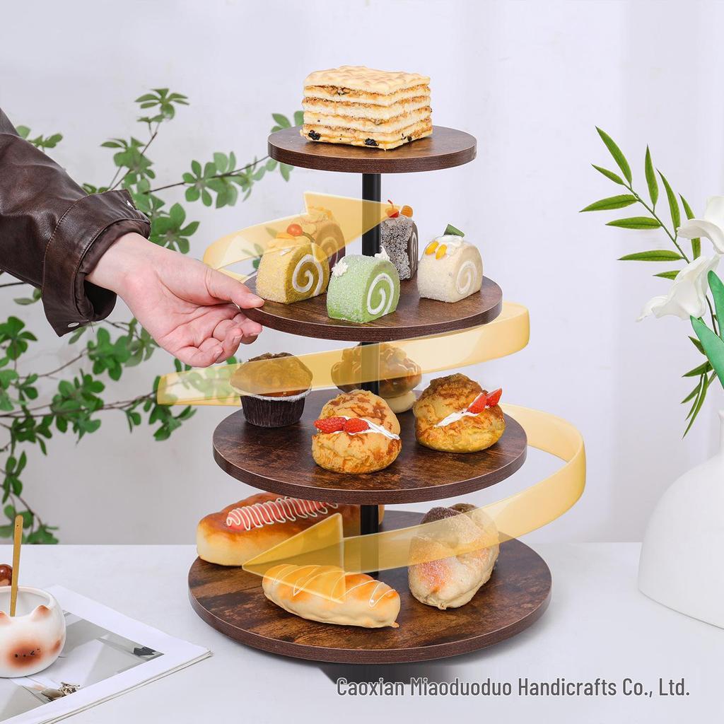 In-stock Rotatable Wooden Multi-layer Cake and Cupcake Display Stand
