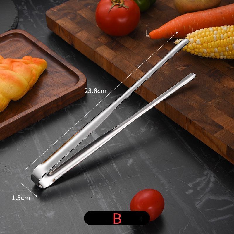 1Pc New Stainless Steel Grill Tongs Cooking Utensils for BBQ Baking Silver Kitchen Accessories Camping Supplies