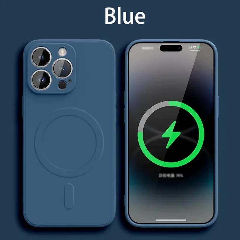 Liquid Silicone Case For iPhone 17 16 15 14 13 12 11 Pro Max 12 13 Mini For Magsafe Magnetic Wireless Charge Soft Cover funda