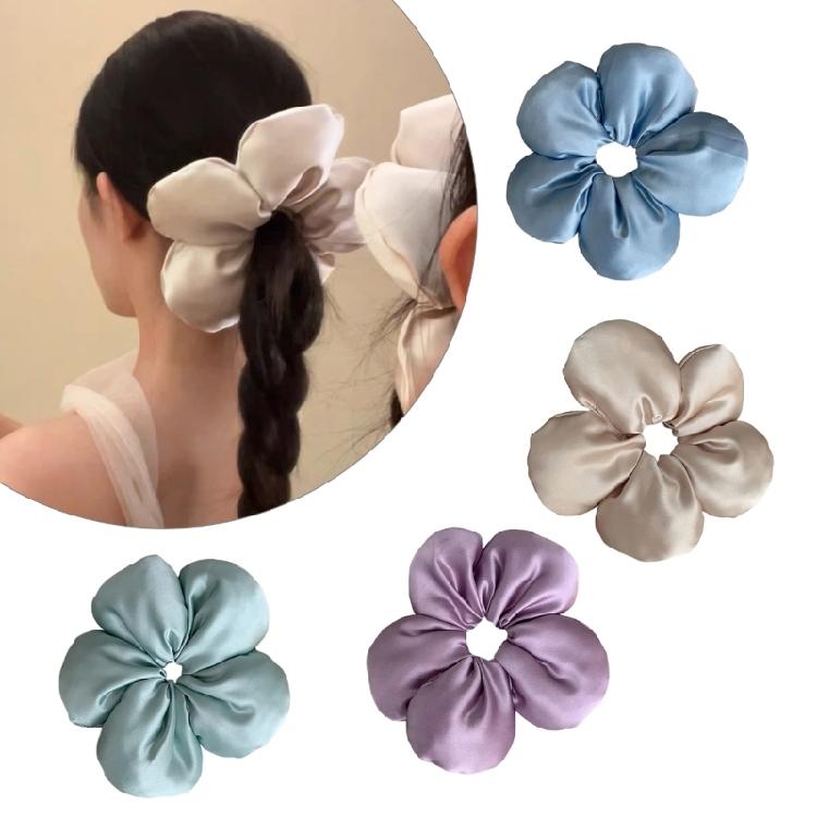 Geraffte Scrunchies 3D Blume Floral Haargummi Scrunchies Schwerlast