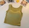 Women's Wide-Shoulder Square-Neck Camisole with Built-In Bra - Versatile Innerwear/Outerwear