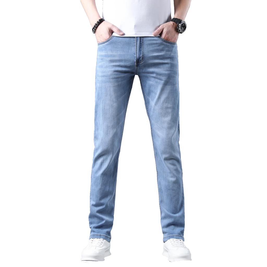 Summer Thin Jeans Men's Slim Fit Business Casual Straight Loose Versatile