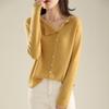 Women's 2025 Spring/Autumn Single-Breasted Cardigan - Thin Knit Low Round Neck Sweater