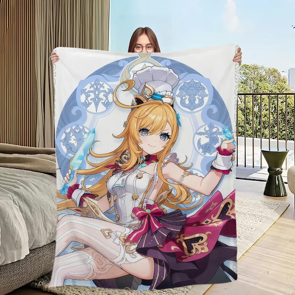 Warm Plush Throw Blanket Soft Flannel for Sofa Bedroom Office Travel Perfect Gift for Game Room and Genshin Fans