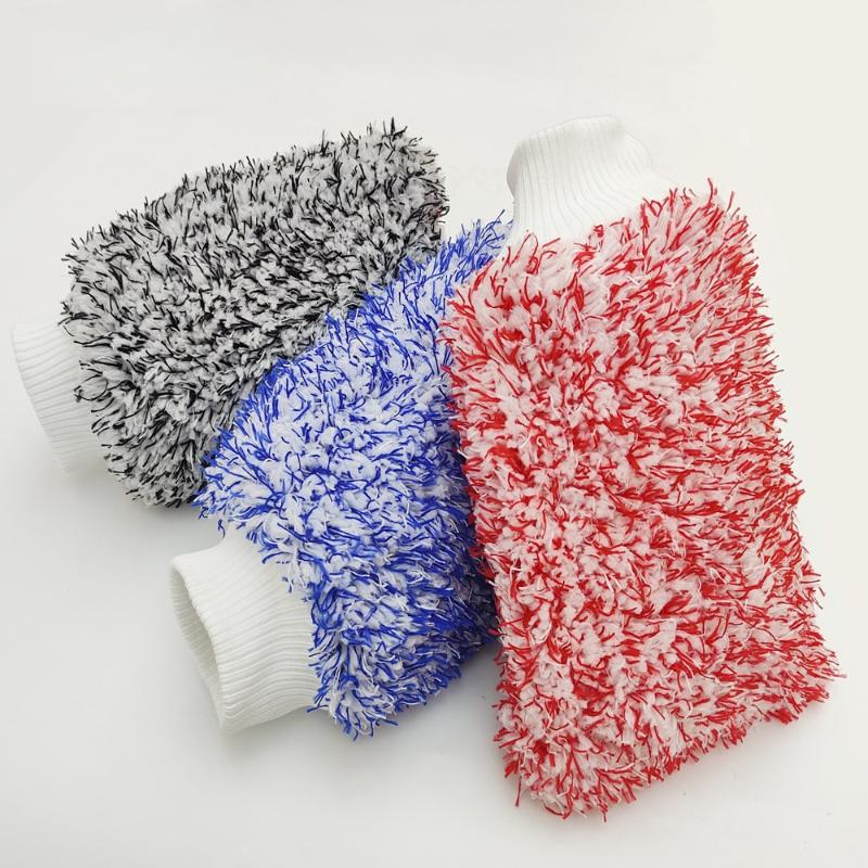 1Pcs Microfiber Thick Car Cleaning Mitts Plush Car Wash Mitt Auto Wash Accessories Car Cleaning Tools Dusting Gloves