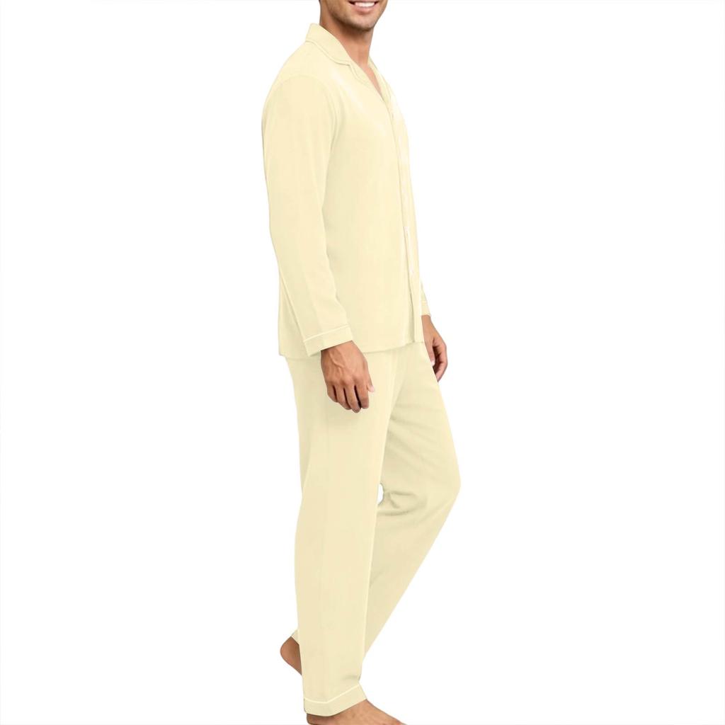 Men's Long Sleeve Button Down Pajama Set for Sleepwear Comfort