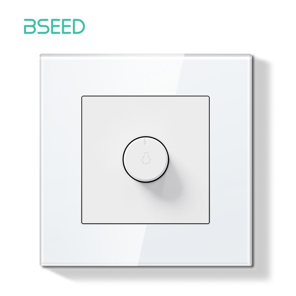BSEED Switch Light Switch White Glass Frame Wall Power Sockets USB-C Phone Charge E-Series EU Standard 1 Way