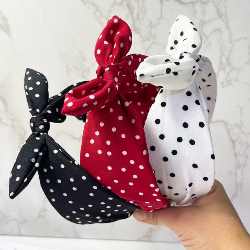 Retro Einfaches Pünktchen Schleife Stirnband Damen Neu Haarnadel Breitkrempig Hoher Kopfschmuck All-Match High-End Haarschmuck