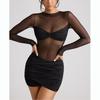 European and American Sexy Women's Clothing New Perspective Tube Top Dress Slim-fitting Hip-wrapped Short Skirt