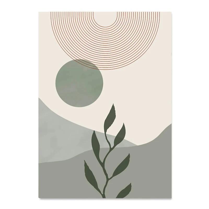 Boho Posters Abstract Geometry Line Leaves Sun Rainbow Boho Home Decor Nordic Canvas Painting Picture For Living Room Decor