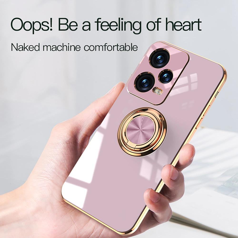 Plating Ring Holder Phone Case for Xiaomi Redmi Note 13 Pro 5G Note 13 Pro+ Plus Silicone Stand Shell Luxury Full Protection Cover