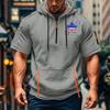 Men's Summer Shirt Print Zipper Pocket Short Sleeve Hooded Sweatshirt Men's Sports Large Size Casual Sweatshirt