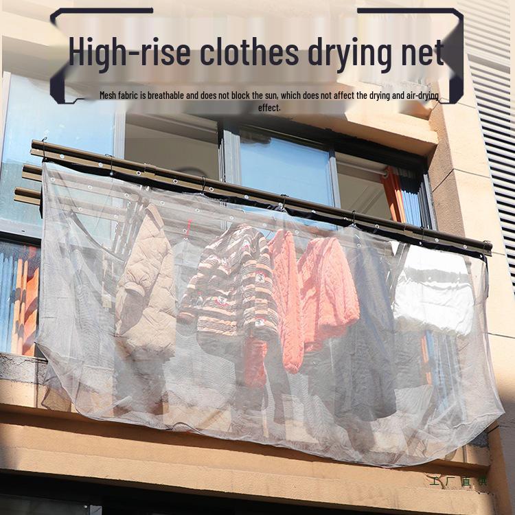 Retractable Outdoor Clothes Drying Rack with Anti-Drop Mesh Bag and Protective Quilt Net Cover