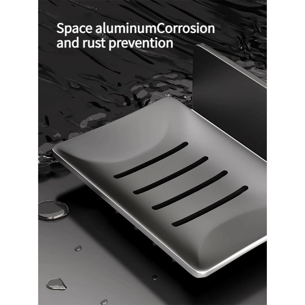 No Need For Drilling Aluminum Alloy Soap Holder Bathroom Soap Dish With Drain Water Wall Mounted Soap Box Bathroom Accessories