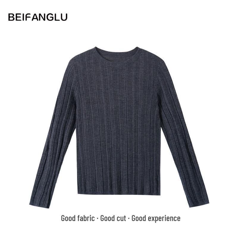 Northern Deer Spring Collection: Women's 73% Wool, 27% Mulberry Silk Ribbed Round Neck Knitwear