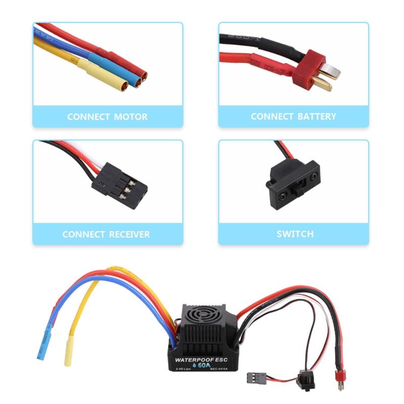 Brushless Electronic Speed Controller RC Waterproof ESC 60A/80A Brushless & Brand New Accessory for 1:10 RC Toy Off-road