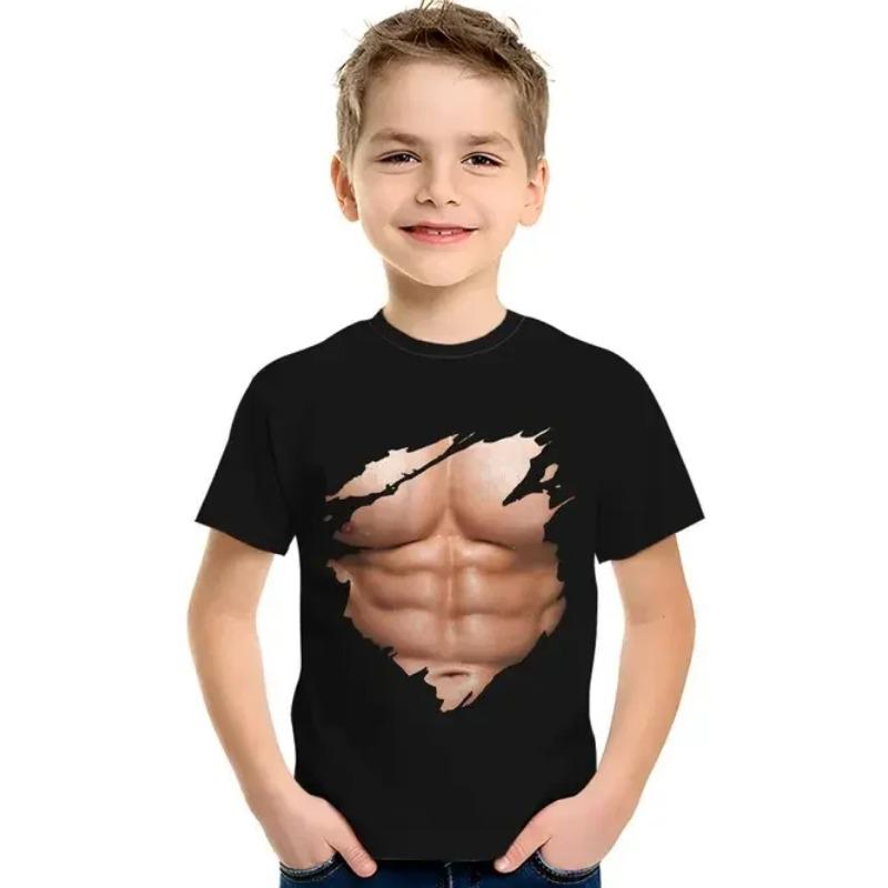 

Футболка для мальчика с 3D-принтом геймпада, футболка с дудлом, повседневные топы с коротким рукавом и круглым вырезом, детская летняя 120