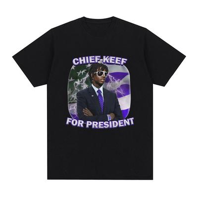 Rapper Chief Keef for President Graphic T Shirt Men Fashion Hip Hop Short Sleeve T-shirt Vintage Gothic Oversized T Shirts Tops