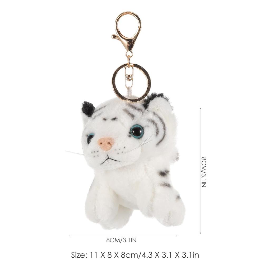 Alipis White Tiger Plush Keychain, White Tiger Mascot, Bag Charm, Cute Fluffy Animal Strap, Keys, Backpack Decoration, Gift (11cm)