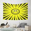 "Yellow Smiley Face with Radiant Sunburst" Pattern Wall Hanging Tapestry Decorative Tapestry Home Decor for Bedroom and Living Room
