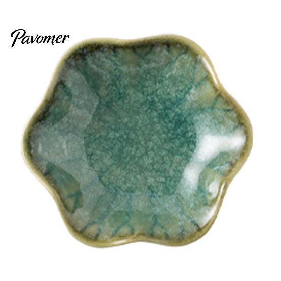 Photogenic Serving Dish Ceramic Small Dipping Plate, with Lotus Leaf Texture, Tea Room Easy Cleaning Soy Bowl, for Restaurants Parties Holidays