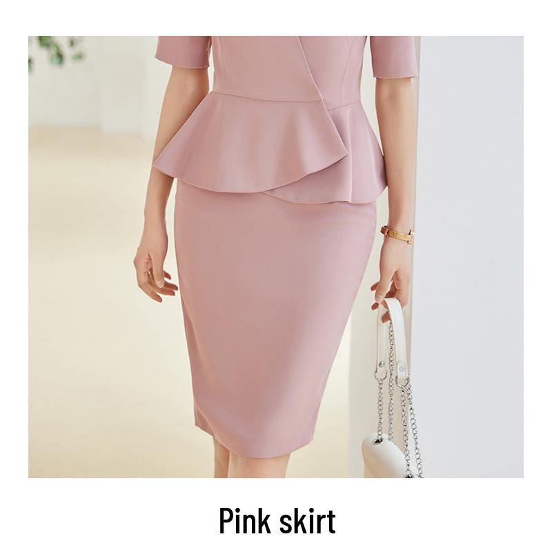 Elegant Women's Summer Skirt Suit for Beauty Salon Receptionists - Professional Goddess Style Workwear