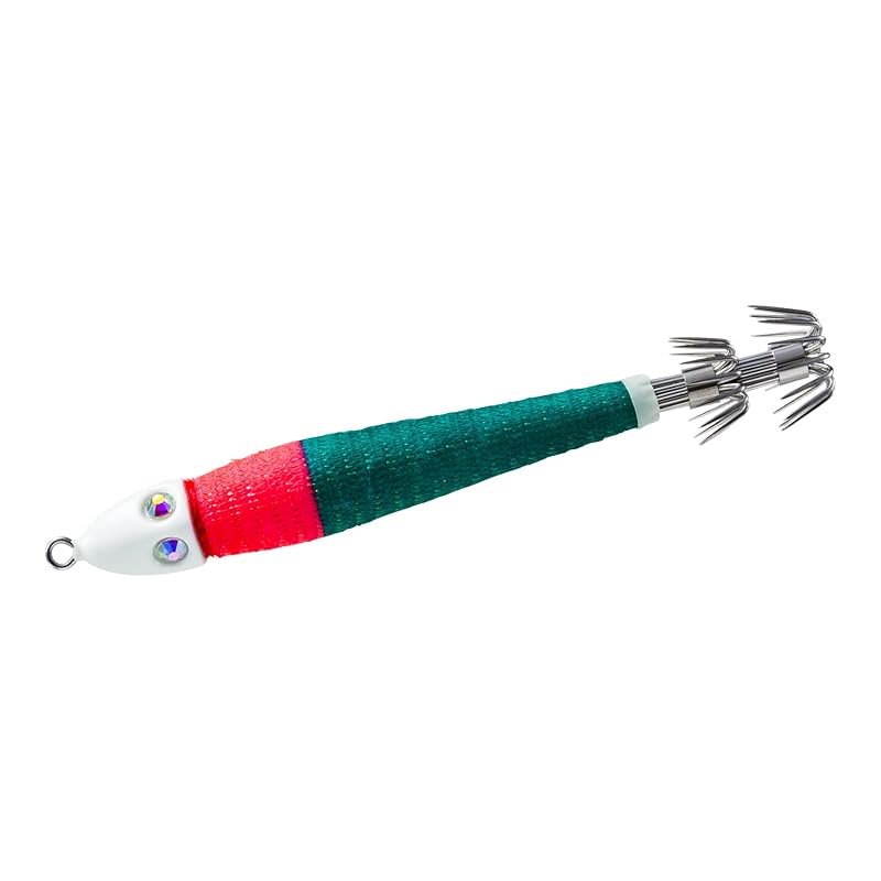 DUEL YO-ZURI Lead Squid Jig: Four-Eye Lead Squid Jig, Size 20 (75g), BLRM:02 Blue Luminous Red Green