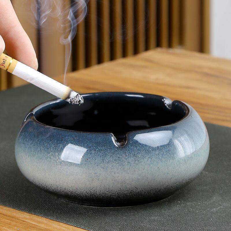 Bangu Mountain Ashtray Living Room Office Anti-Fly Ash Luxury Nordic Gradient Blue White Ashtray for Father