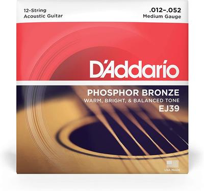 Phosphorbronze Akustikgitarre EJ39 D'Addario Saiten, Medium, 12-Saiter, .012-.052,