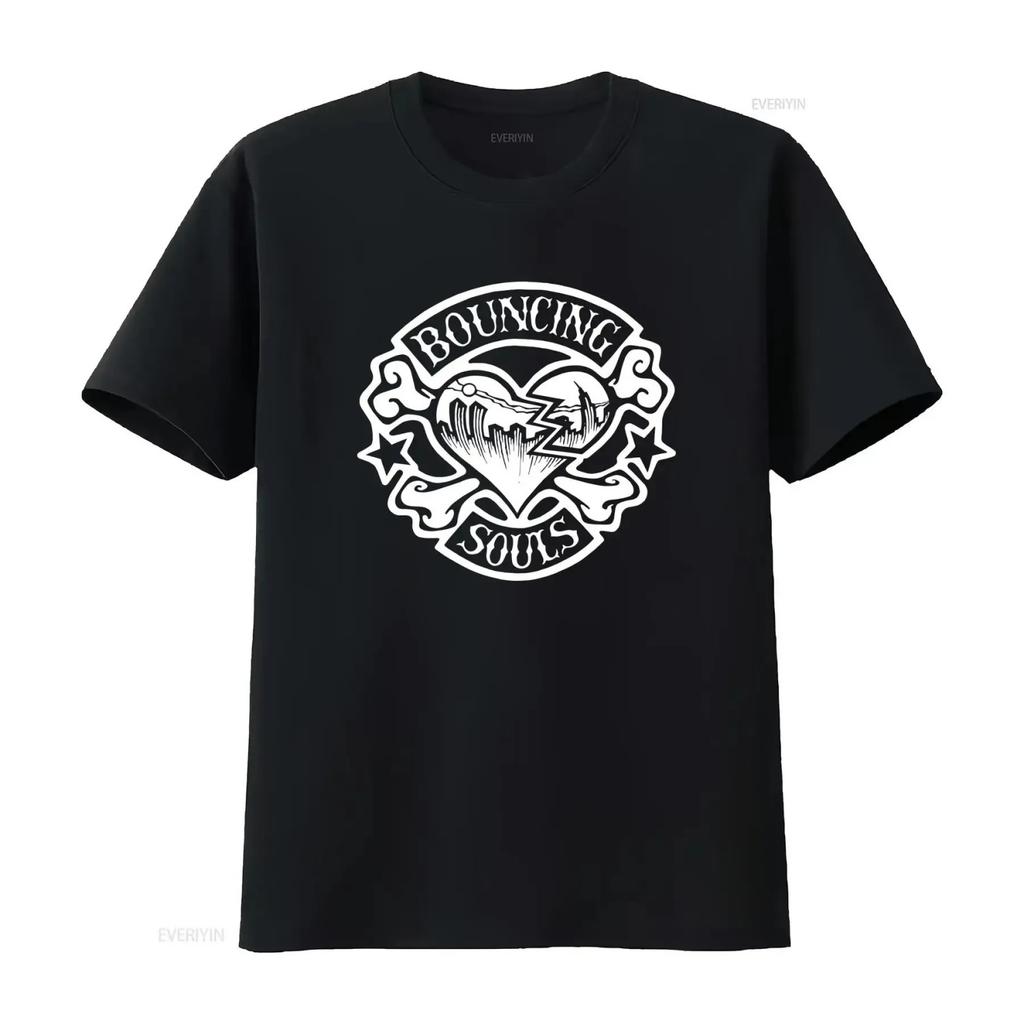 Bouncing Souls Rocker Heart T Shirt Vintage Washed Homme Graphic Breathable Unisex Top For Everyday Wear Stylish Fashion Soft